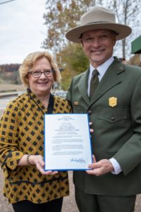 Deb Yandala, Conservancy CEO and Craig Kenkel, CVNP superintendent at Boston Mill Visitor Center Grand Opening
