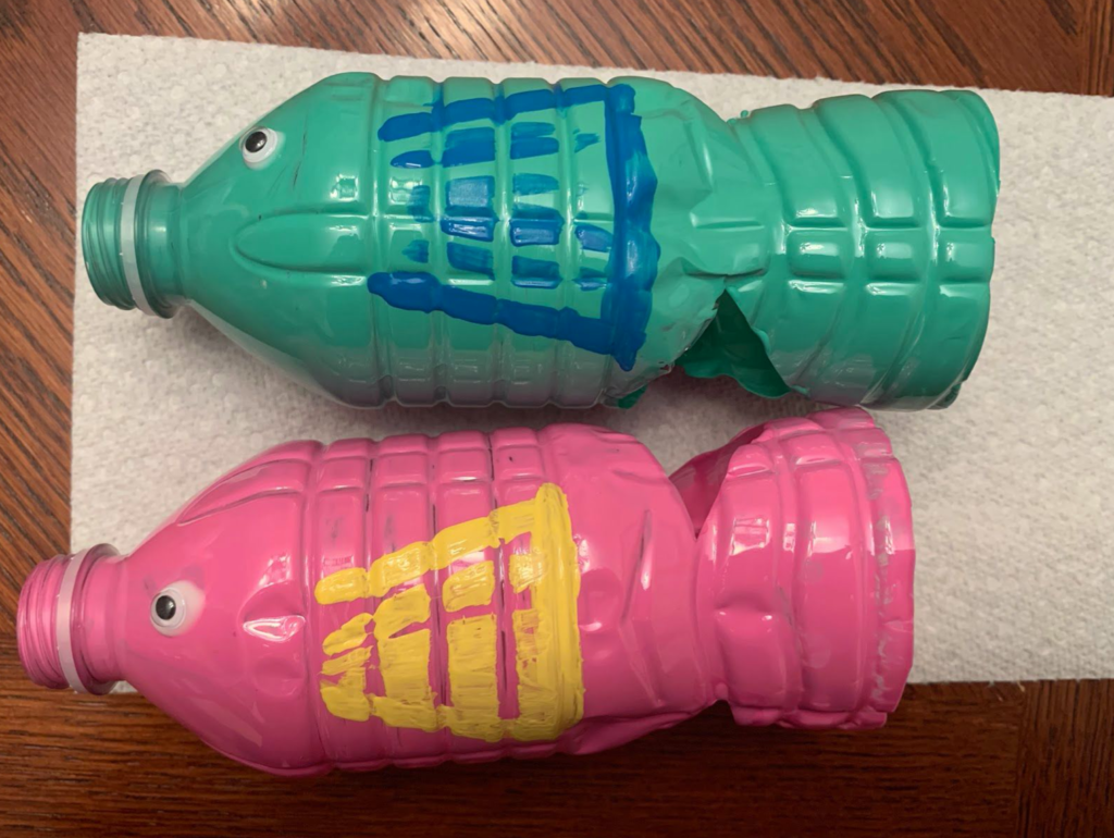 DIY water bottle fish with googly eyes