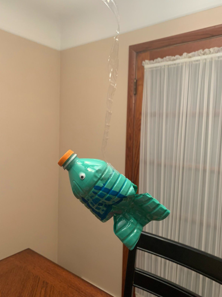 Finished water bottle craft, hanging fish