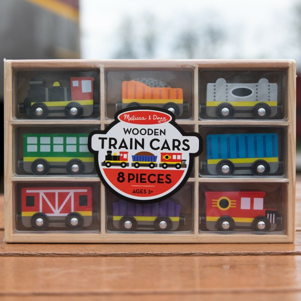 Melissa /& Doug Wooden Train Cars 8 Pcs for sale online