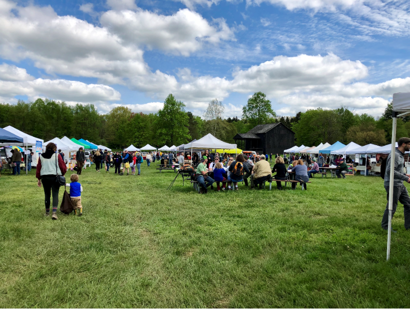 crowds enjoying outdoor market