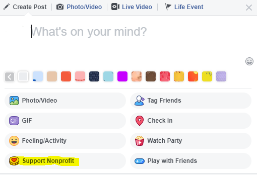 Screenshot of a "Create Post" box on Facebook with more options visible.