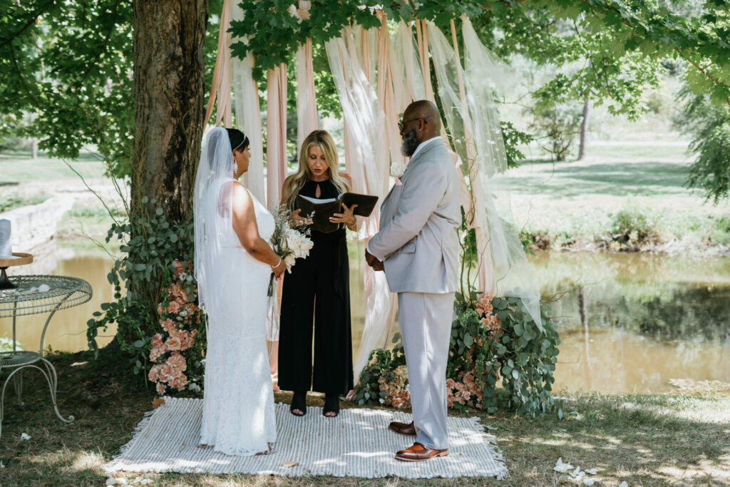 Man and woman get married outside of Hines Hill during pop up park wedding