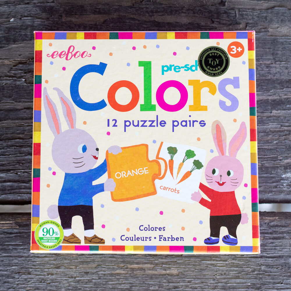 Pre-School Colors Puzzle Pairs (front) word 'orange picture of carrots