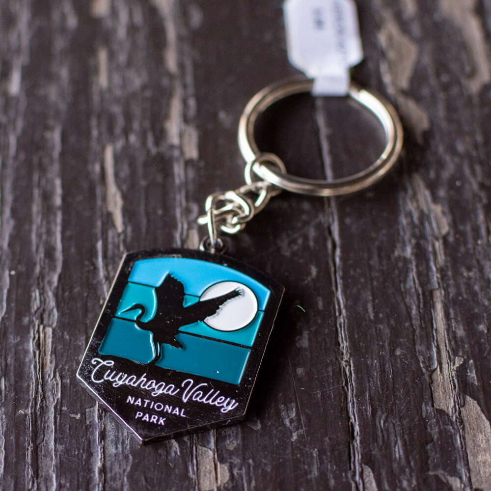 Silver and Blue Heron Keychain