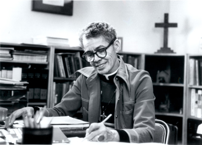 Black and white portrait of Pauli Murray