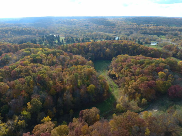 Bird's eye view of Brandywine golf course in fall