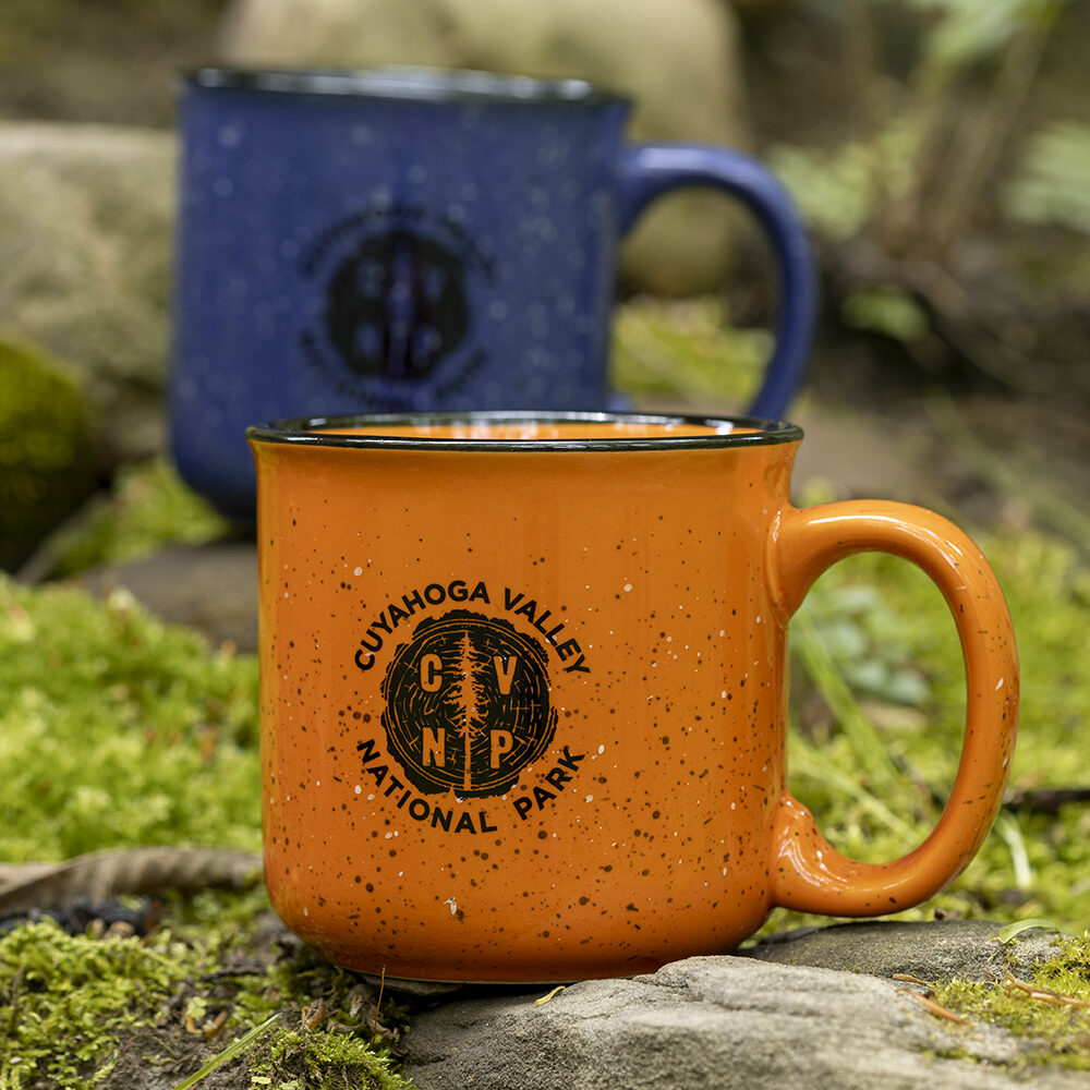 Camp mugs - orange and blue