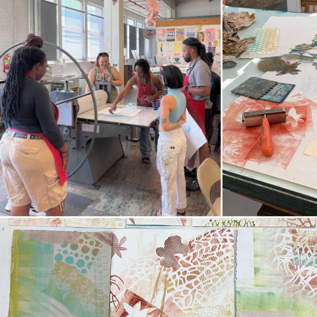 An image of people at a Zygote Press printmaking workshop.