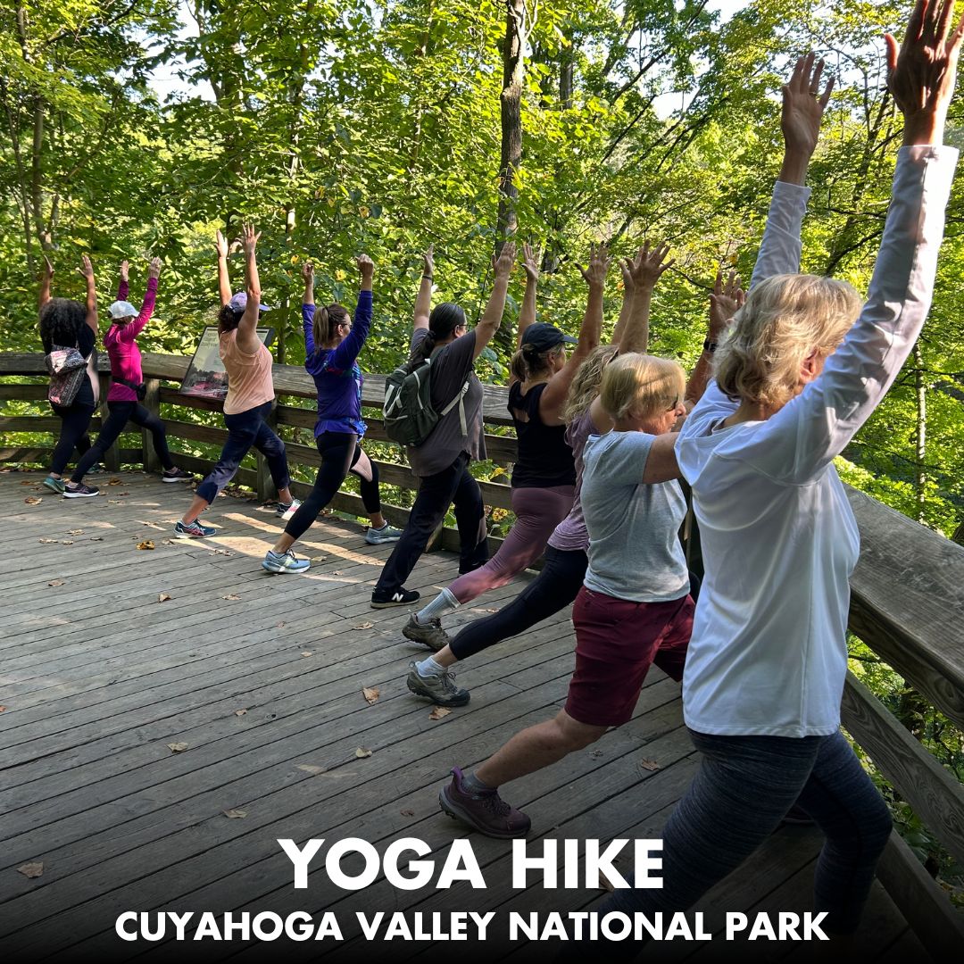 An image of people doing outdoor yoga in Cuyahoga Valley National Park.
