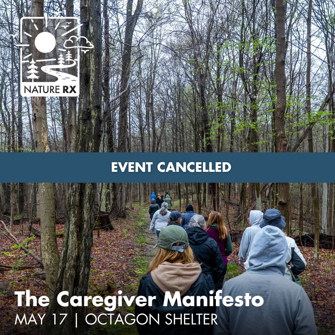 A graphic indicating that the Nature Rx Caregiver Manifesto event is cancelled.